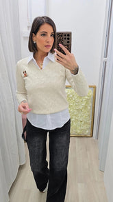 PULL TRECCIA ORSO PANNA ART.1197